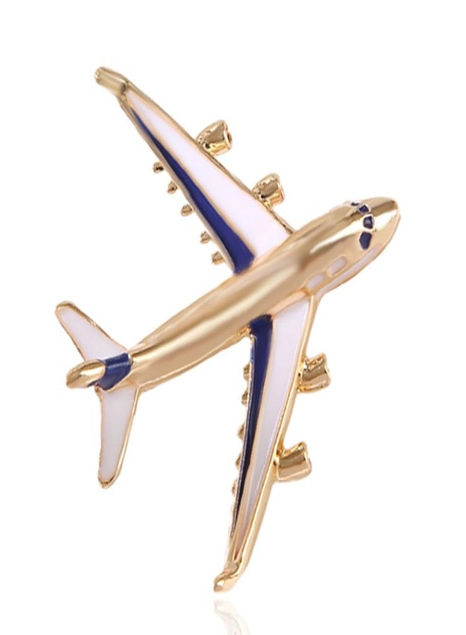 MXUHUI Blue Aircraft Airplane Brooch Emanel Cute Plane Pin Brooch Accessories - Image 1